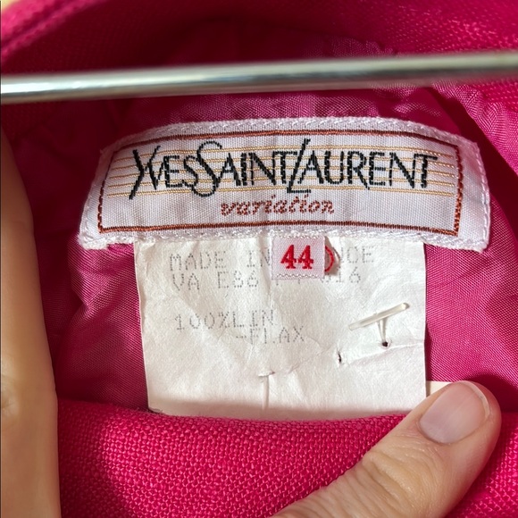 Vintage Yves Saint Laurent Variations Pink High Waisted Linen Pencil Skirt - Picture 3 of 6